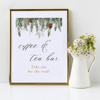 Rustic winter dennen Coffee and Tea Bar bord
