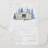 Rustic Winter Evergreen Barn Wedding Folie Uitnodiging (Voorkant)
