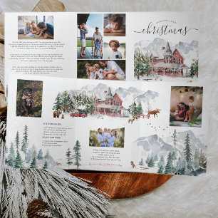 Rustic Winter Farmhouse 8 Kerstfeestfoto's Drieluik Uitnodiging