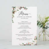 Rustic Winter Floral Berries Wedding Dinner Menu (Staand voorkant)