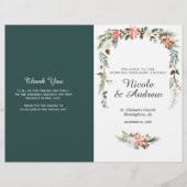 Rustic Winter Floral Folded Wedding Programme (Voorkant)