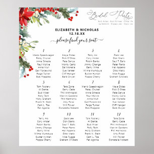 Rustic Winter Floral Weddentafelzitplaatsen Poster