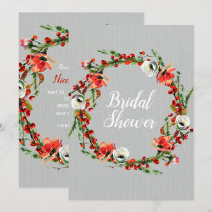 Rustic Winter Floral Wreath Modern Vrijgezellenfee Kaart