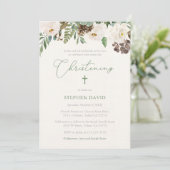 Rustic Winter Foliage Boy Christening Ceremony Kaart (Staand voorkant)