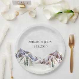 Rustic Winter Forest Mountain Wedding Papieren Bordje