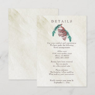 Rustic Winter Forest Pine Cone Wedding Informatiekaartje