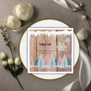 Rustic Winter Forest Pine Trees Baby shower Servet