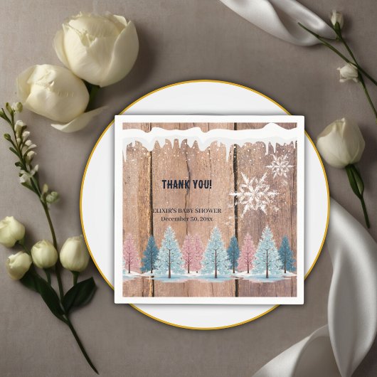 Rustic Winter Forest Pine Trees Baby shower Servet