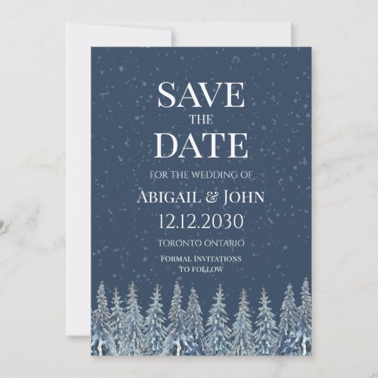 Rustic Winter Forest Wedding Save the Date Card (Devant)