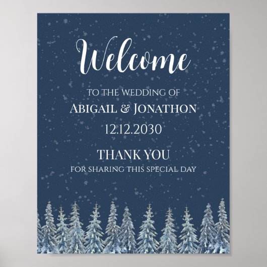Rustic Winter Forest Wedding Welcome Poster (Voorkant)