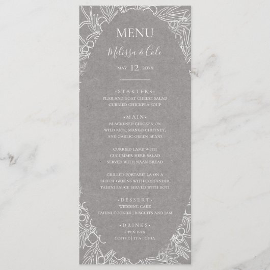 Rustic Winter | Gray Weddenrenmenu Menu (Voorkant)