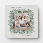 Rustic Winter Greenery Holiday Foto Wreath Fotoplaat (Voorkant)