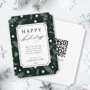 Rustic Winter Greenery QR Code Corporate Feestdagenkaart