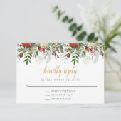 Rustic Winter Greenery RSVP Card Mariage de vacanc (Debout devant)