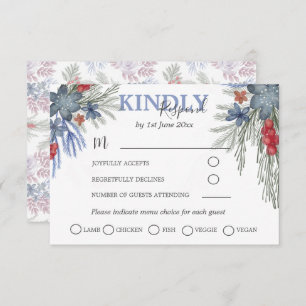 Rustic Winter Greenery Waterverf Wedding RSVP