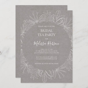 Rustic Winter   Grijze uitnodiging van Bridal Tea