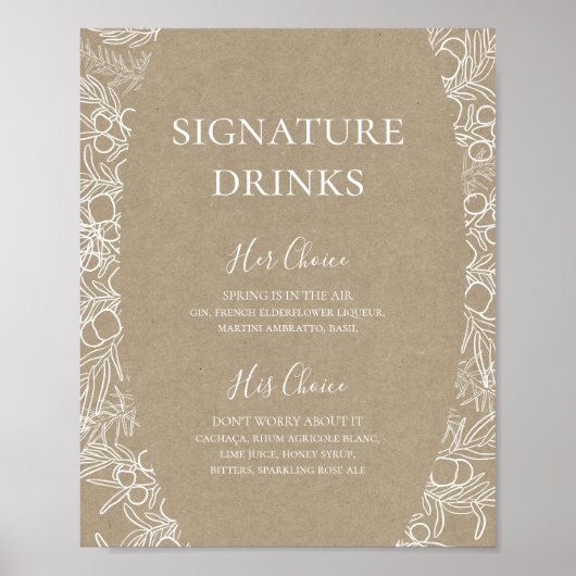 Rustic Winter | Handtekening Kraft Drink Poster (Voorkant)