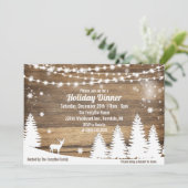 Rustic Winter Holiday Dîner de Noël Invitation (Debout devant)