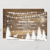 Rustic Winter Holiday Dîner de Noël Invitation (Devant / Derrière)