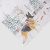Rustic Winter Holiday Scene met German Shepherd Tissuepapier (Detail)