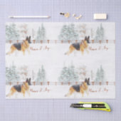 Rustic Winter Holiday Scene met German Shepherd Tissuepapier (Craft)