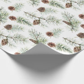 Rustic Winter Kerstmis Pinecone Branches Gift Cadeaupapier (Hoek)