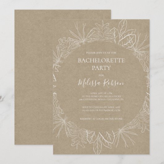Rustic Winter | Kraft Bachelorette Party Kaart (Voorkant / Achterkant)
