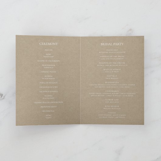 Rustic Winter | Kraft Folded Wedding Programme Programma (Binnen)