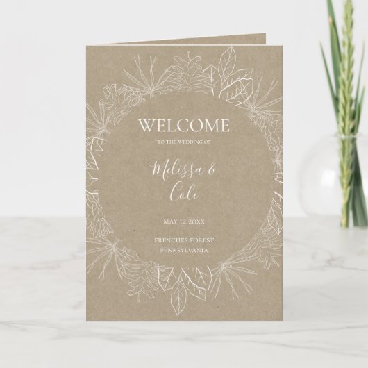 Rustic Winter | Kraft Folded Wedding Programme Programma (Voorkant)
