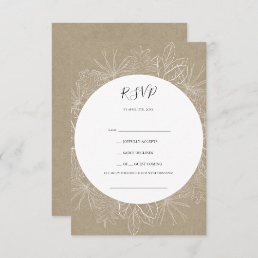 Rustic Winter | Kraft Song Request RSVP Card (Voorkant / Achterkant)
