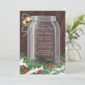 Rustic Winter Mason Jar Invitations fête d'anniver (Debout devant)