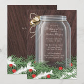 Rustic Winter Mason Jar Invitations fête d'anniver (Devant / Derrière)