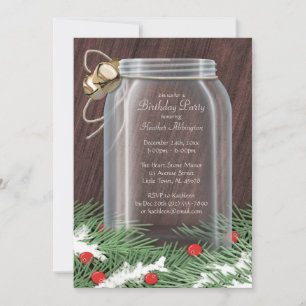 Rustic Winter Mason Jar Invitations fête d'anniver