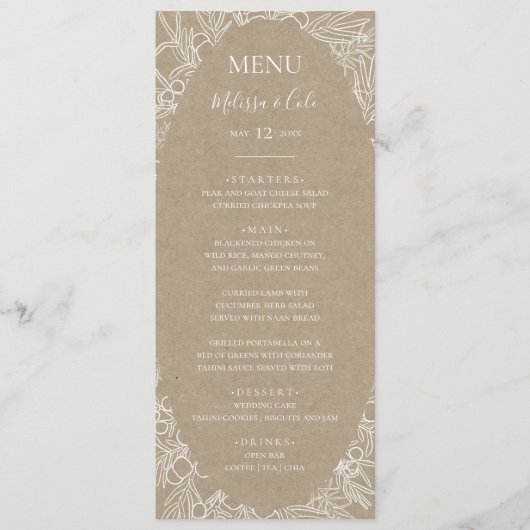 Rustic Winter | Menu Kraft Wedding Dinner (Voorkant)