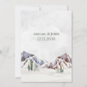 Rustic Winter Mountain Forest Wedding Invitations Kaart (Achterkant)