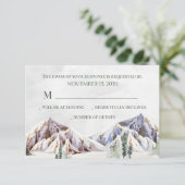 Rustic Winter Mountain Forest Wedding RSVP Kaartje (Staand voorkant)