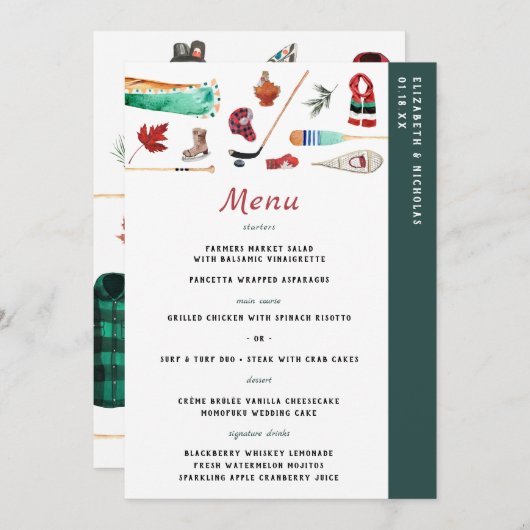 Rustic Winter Mountain | Menu Camping Wedding (Voorkant / Achterkant)