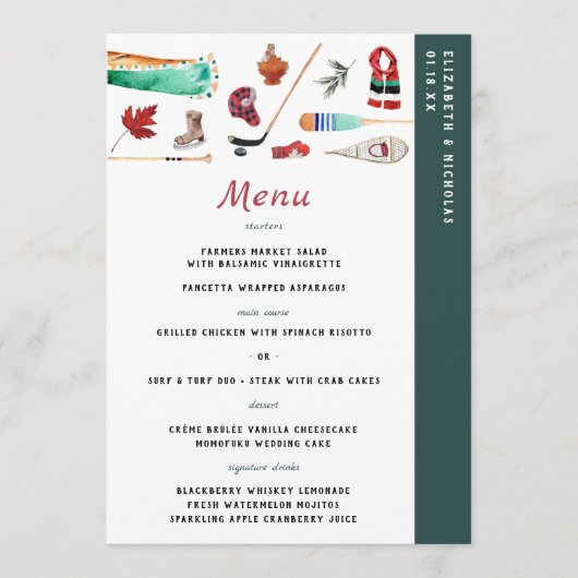 Rustic Winter Mountain | Menu Camping Wedding (Voorkant)