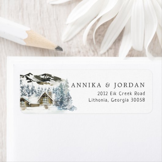 Rustic Winter Mountain Return Label (Insitu)