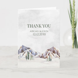 Rustic Winter Mountain Wedding Thank You Card Bedankkaart