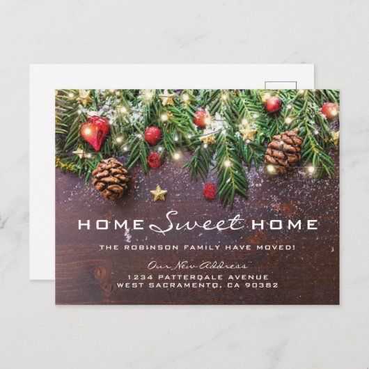 Rustic Winter Nouvelle adresse Moving Faire-part (Devant / Derrière)