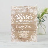 Rustic Winter ONE derland Anniversaire Invitation  (Debout devant)