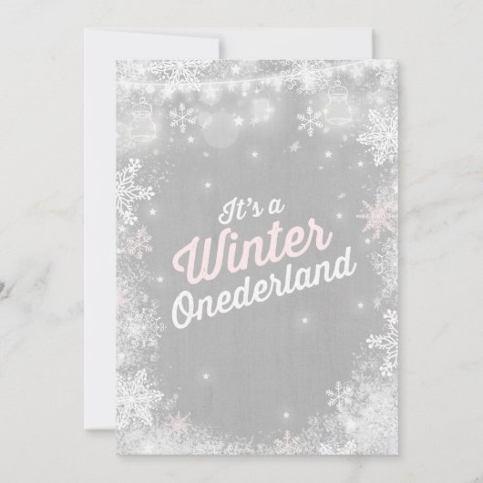 Rustic Winter ONE derland Invitation d'anniversair (Dos)