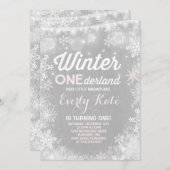 Rustic Winter ONE derland Invitation d'anniversair (Devant / Derrière)
