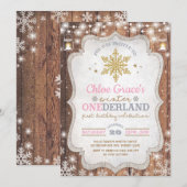 Rustic Winter ONEderland 1e verjaardag Kaart (Voorkant / Achterkant)