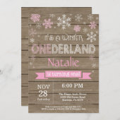 Rustic Winter Onederland 1e verjaardag Uitnodiging (Voorkant / Achterkant)