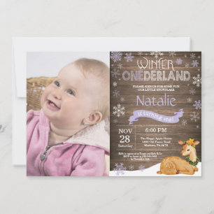 Rustic Winter Onederland Deer 1st Birthday Kaart