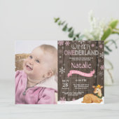 Rustic Winter Onederland Deer 1st Birthday Kaart (Staand voorkant)