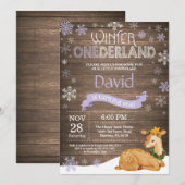 Rustic Winter Onederland Deer 1st Birthday Kaart (Voorkant / Achterkant)