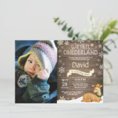 Rustic Winter Onederland Deer 1st Birthday Kaart (Staand voorkant)